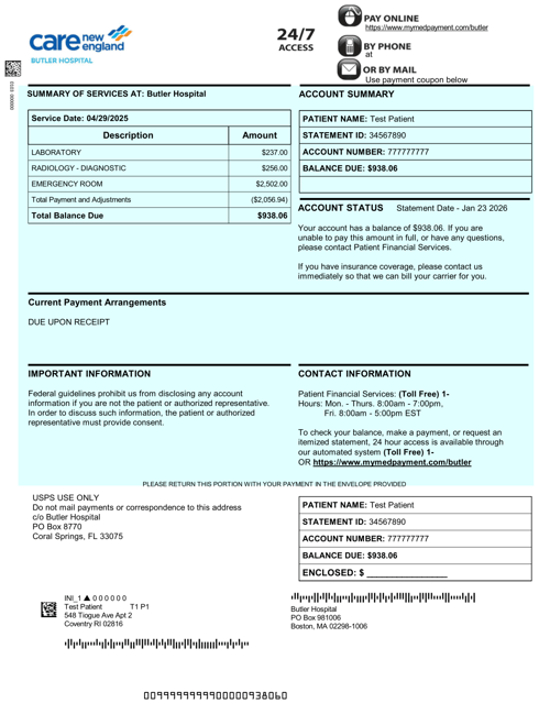 Butler Billing Sample