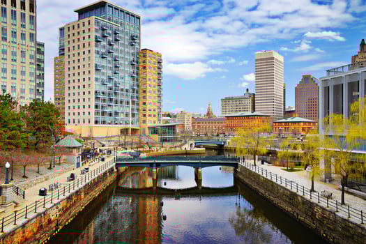 Providence Rhode Island cityscape at Waterplace Park